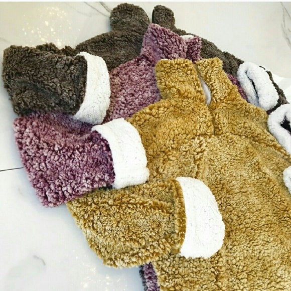 SHEEPY Eggplant Sherpa Half Zip Jacket - Picture 3 of 5